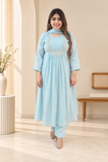 Powder Blue in Mul Chanderi